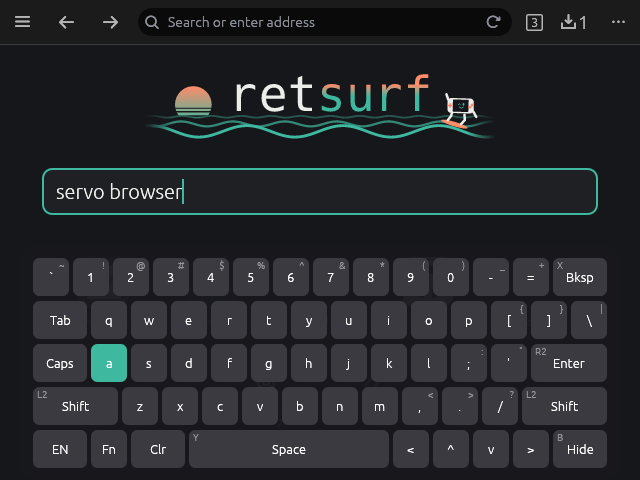 The on-screen keyboard under the search field